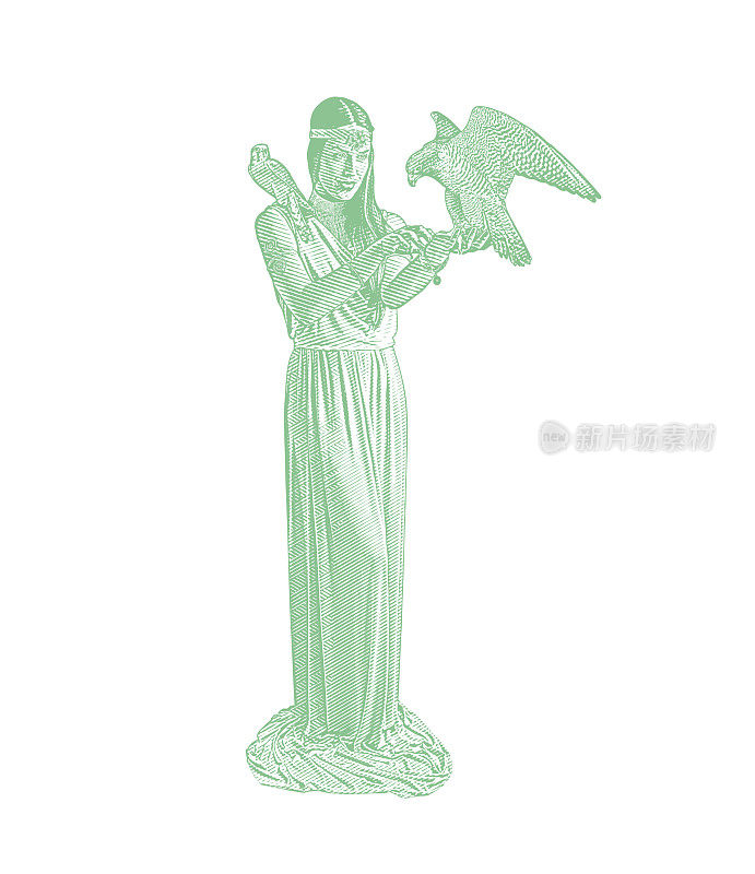 Earth Goddess holding Peregrine Falcon and American Kestrel